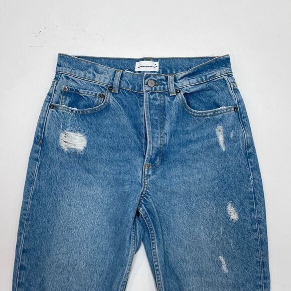 Boyish Jeans Size 26 The Billy High Rise Skinny Distressed Raw Hem Light Wash - Picture 3 of 11